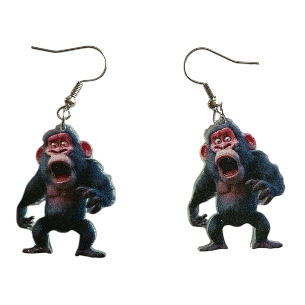 Cartoon Surprised Ape Dangle Earrings